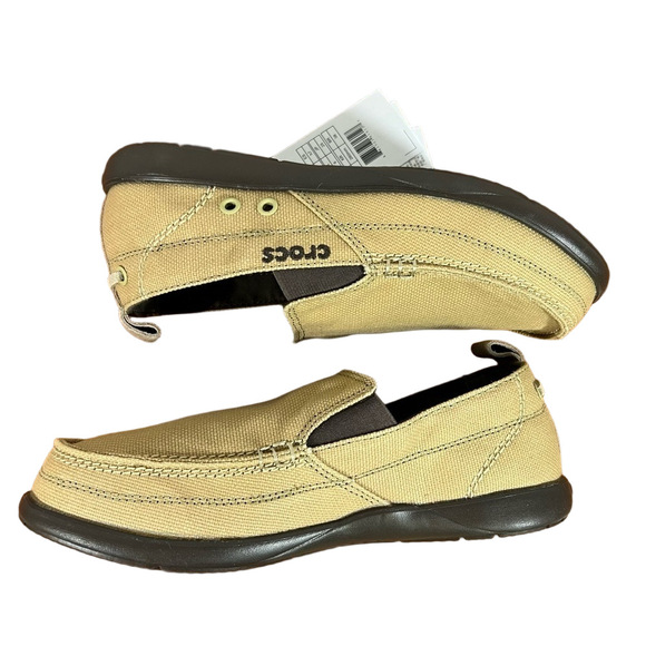 Crocs Walu Khaki Espresso Brown Men's Slip On Canvas Shoe Size 7 #837 - Picture 4 of 9
